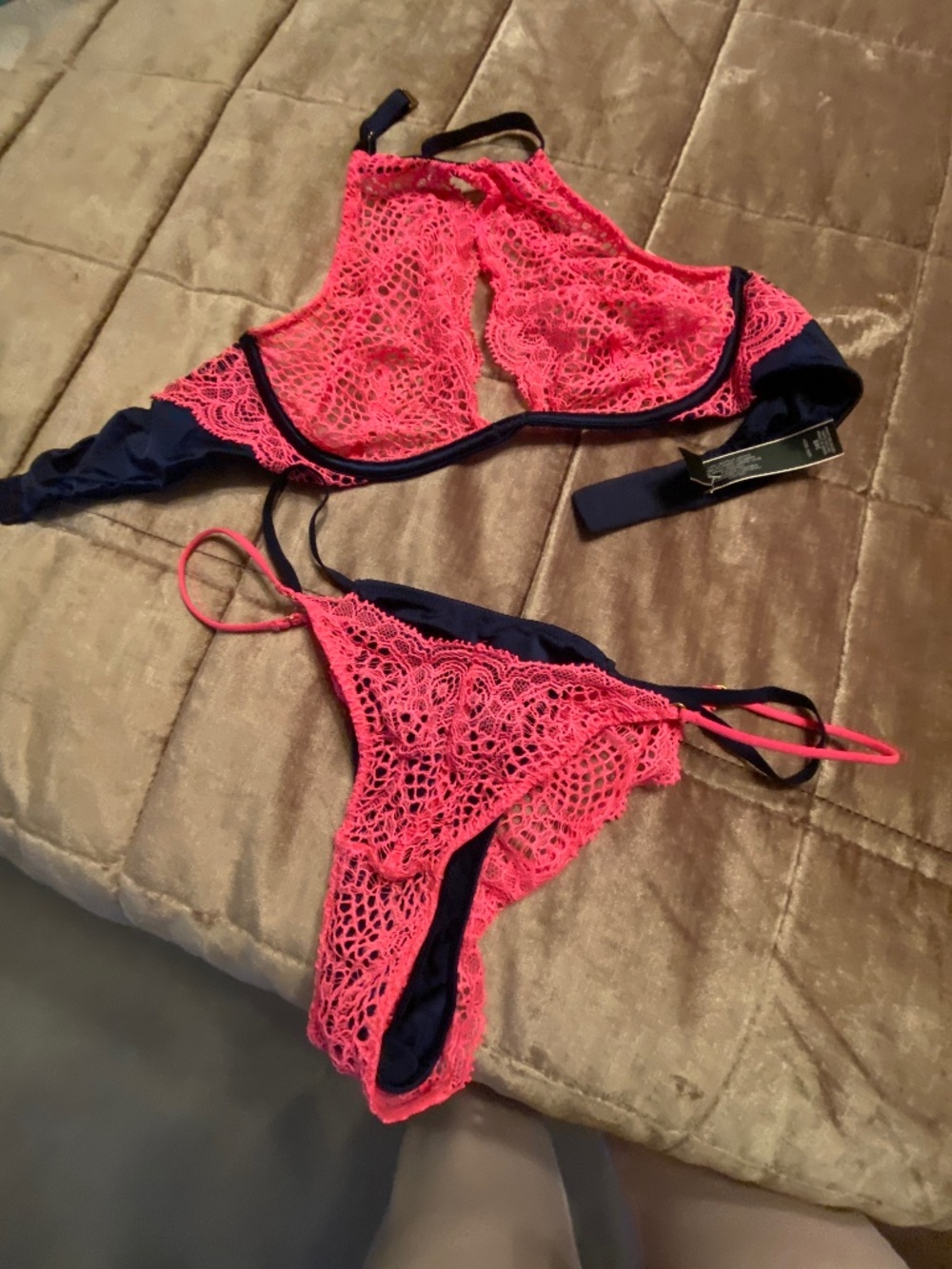 Hot pink lace set